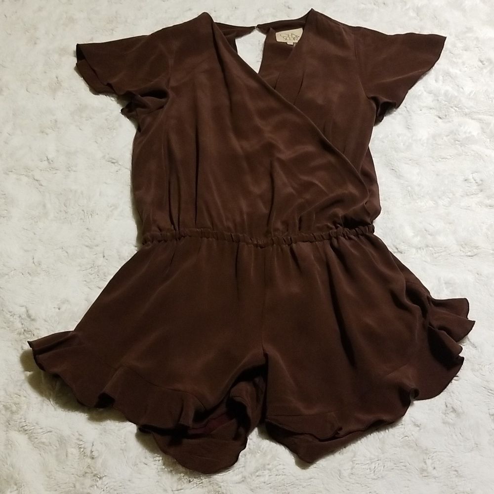 Chaser Silk Romper Women's Small Burgundy Summer Beach Festival